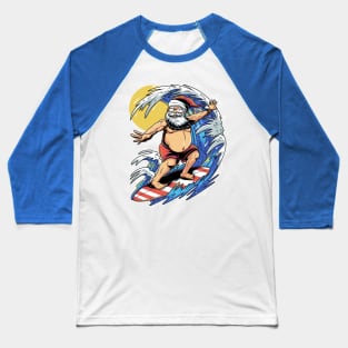 Surfing Santa Baseball T-Shirt